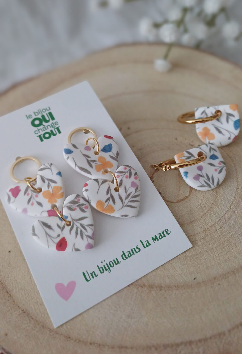 Découvrez la nouvelle collection de boucles d'oreilles de la marque Un Bijou dans la Mare. Une collection au motif floral rare et breveté, aux teintes douces et apaisantes pour une allure romantique et élégante.